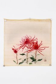 日本回流字画 绢本 花卉图 名家手绘真迹挂画