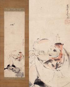 佚名老画《福禄寿》；日本回流字画 日本回流书画