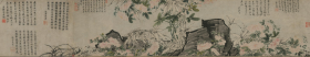 【复印件】仿真长卷古画：花卉泉石卷，明徐霖作，纵31.5cm，横472.6cm（含装裱）