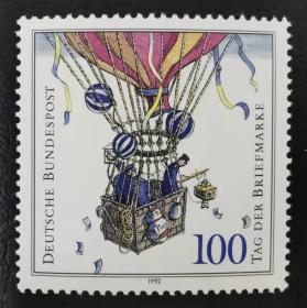 7A德国1992年 邮票日 1900年军邮使用的煤气热气球 1全 原胶全品