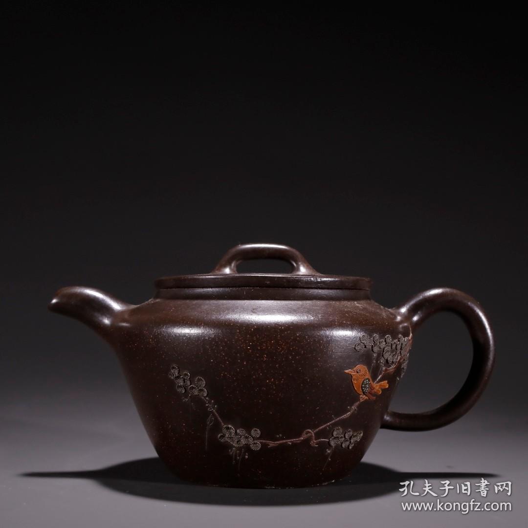 舊藏·南寶珘款紫砂喜上眉梢茶壺