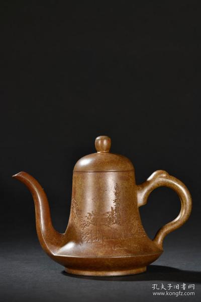 舊藏 松枝柴窯燒山水意境茶壺