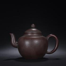 舊藏-時大彬款素面紫砂壺。