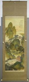 日本回流字画 原装旧裱 T146  绢本蓬莱仙境 带原装木盒  包邮