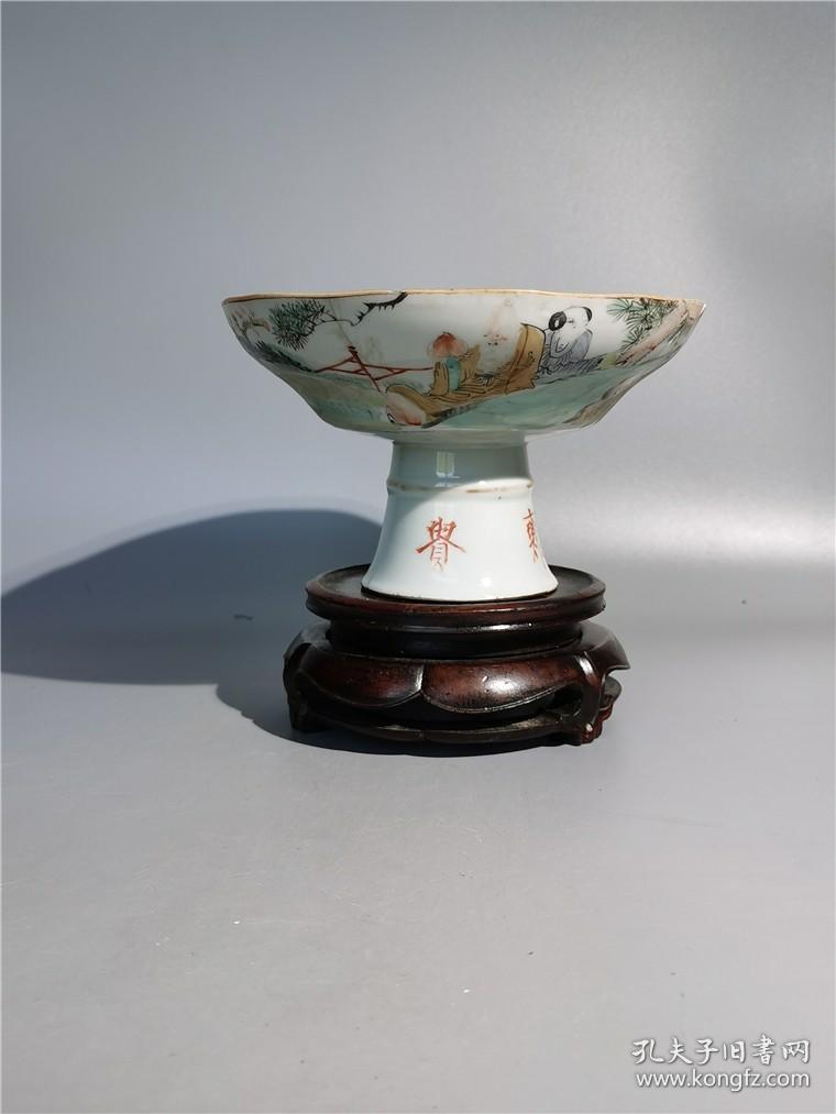 光绪浅绛人物高足盘