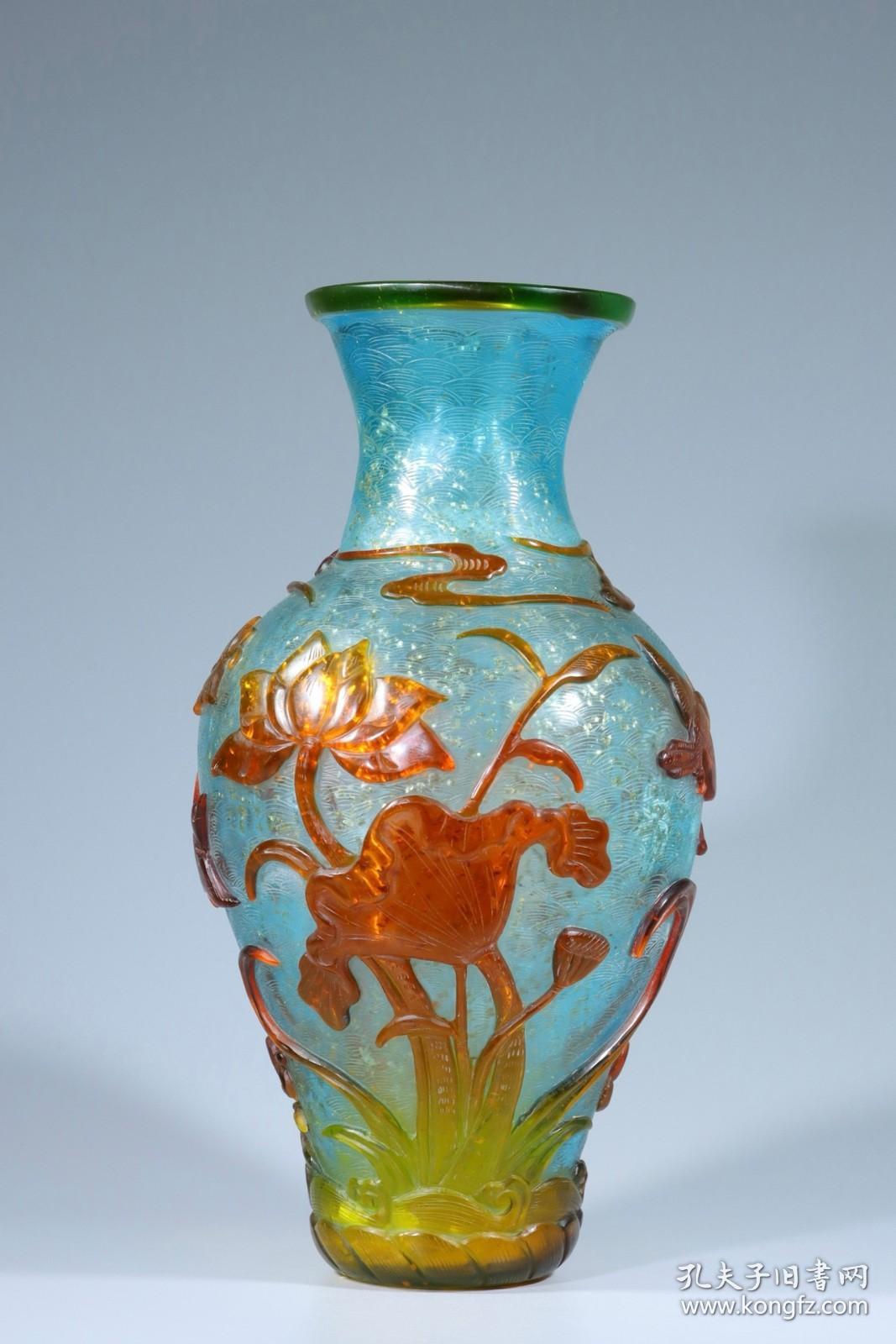 清代 套料琉璃乾隆年制款福寿连年瓶