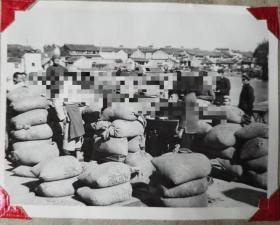 原版老照片1471  保老保真  浙江嘉兴市郊农民把粮食卖给国营粮食公司第一收购站