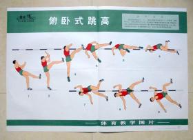 教学挂图，田径   俯卧式跳高   体育教学图片 上海教育出版社 53*77