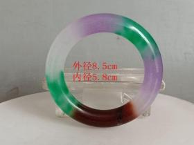 天然冰种彩色翡翠手镯
