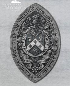 英国艺术家"THOMAS MORING" 铜版纹章藏书票 票主：SIR WILLIAM CROSSMAN 1901