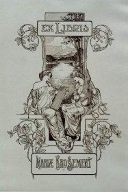 “新艺术风格”“德国著名艺术家”（E.P.Brossement）藏书票—《美女风景》 1908