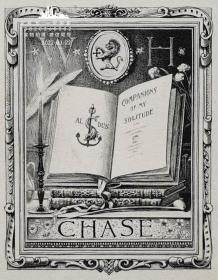 “美国藏书票黄金时期五大家”— 史密斯（Sidney L. Smith）铜版藏书票 W.H.CHASE 1898怀旧作品
