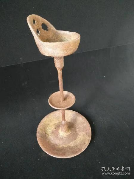 老铁灯油灯铸铁老挂灯仿古老灯台蜡台烛台摆件