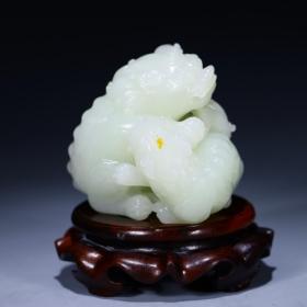 清 和田玉双曽。