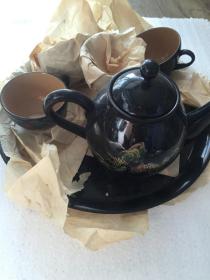 全套漆器，茶壺茶杯茶盤整套漆器，全新少見