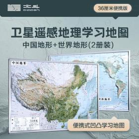 共2张中国和世界地形图 3d立体凹凸地图挂图 36*25.5cm卫星遥感影像图浮雕地理地形 初高中学生教学家用墙贴 抖音推荐