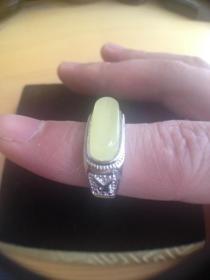 波罗的海蜜蜡手磨蜜蜡戒指925银镶嵌男女活口波罗的海琥珀蜡新款