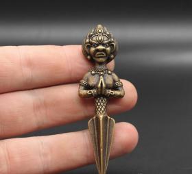 泥泊尔黄铜密宗佛教法器把件大黑天金钢杵降魔杵飞镖金钢厥避邪￥677.