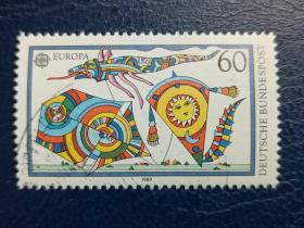 德国邮票（欧罗巴）：1989 EUROPA Stamps - Children's Games儿童游戏 1枚 （信销）