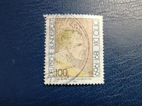 德国邮票（人物 艺术） 1991 奥托·迪克斯诞辰100周年 1枚 （信销）2