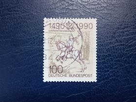 德國郵票（郵政）：1990 歐洲郵政通訊500周年 1套1枚（信銷）