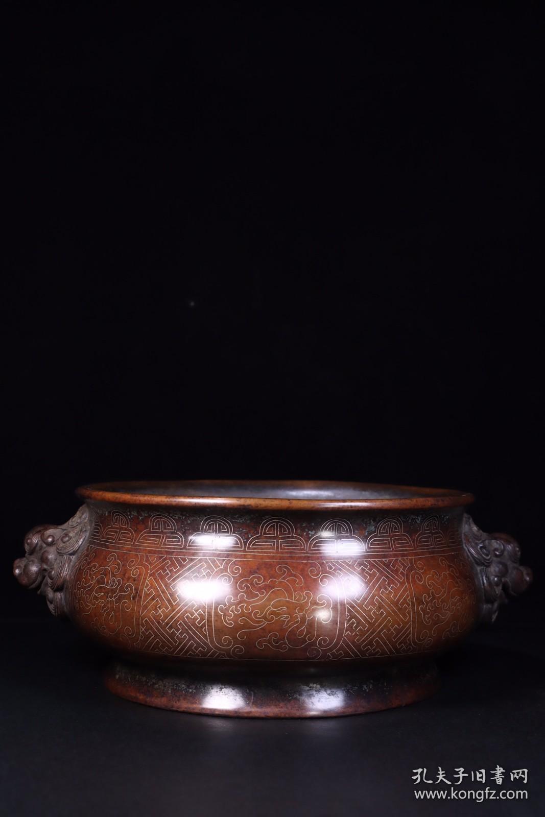 回流:石叟款铜镶嵌银丝香炉