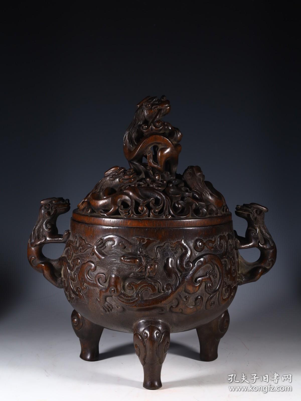 清代,沉香螭龙纹香薰炉
