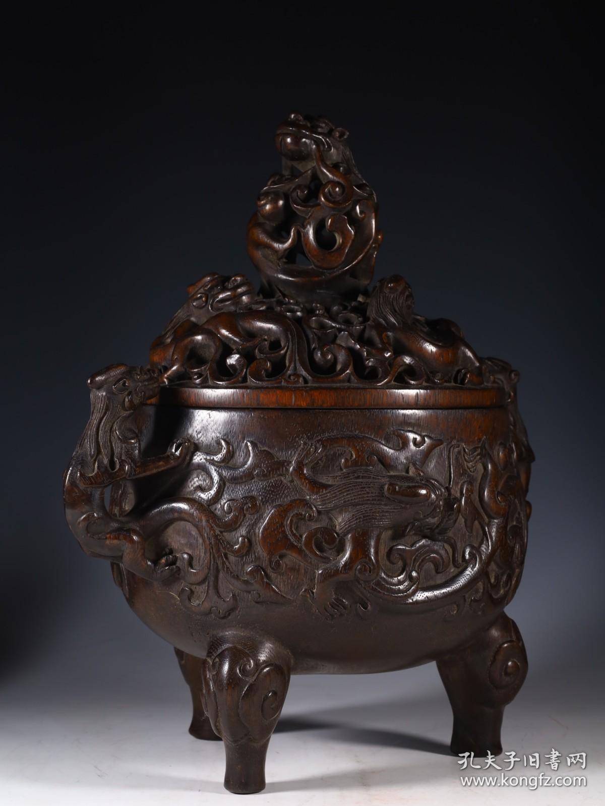 清代,沉香螭龙纹香薰炉