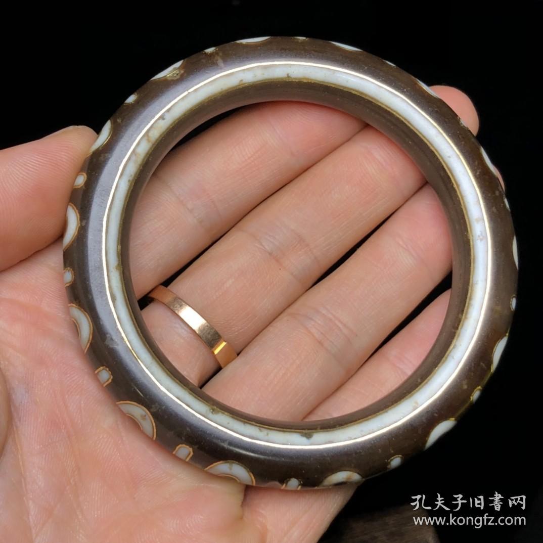 收藏掐丝天珠手镯尺寸内径60毫米条粗11毫米重量642克