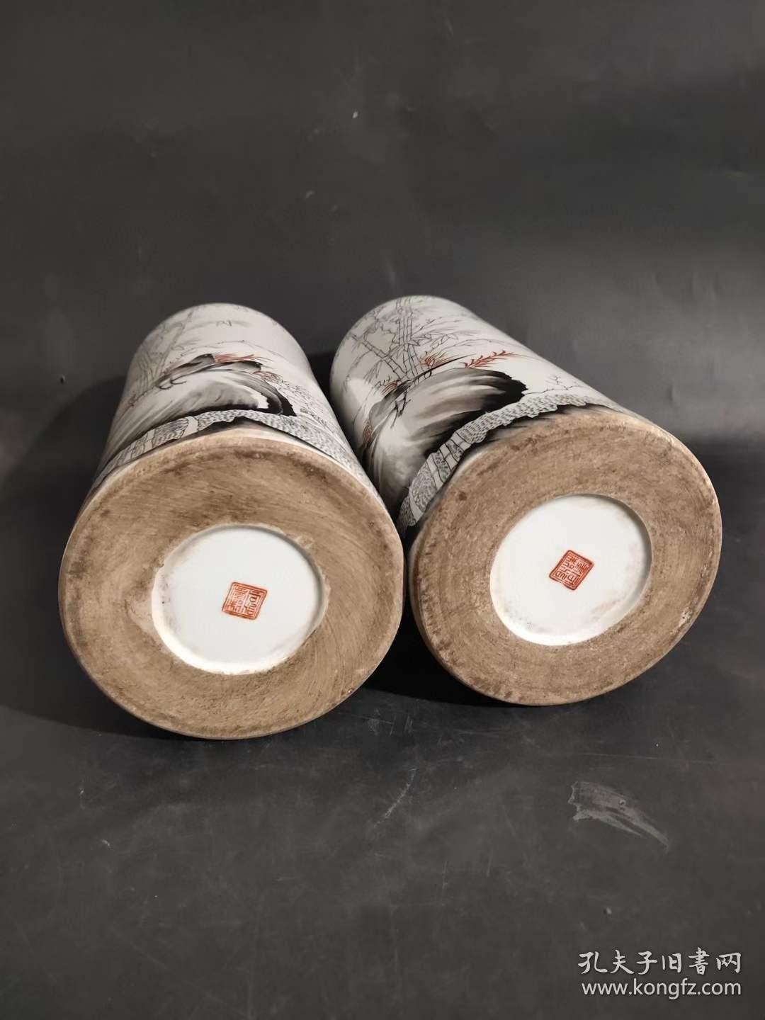 163_同治年制双喜临门帽筒一个,全品无磕碰.