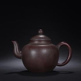 舊藏-時大彬款素面紫砂壺。