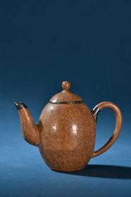 舊藏 紫砂段泥水磨光包銀茶壺