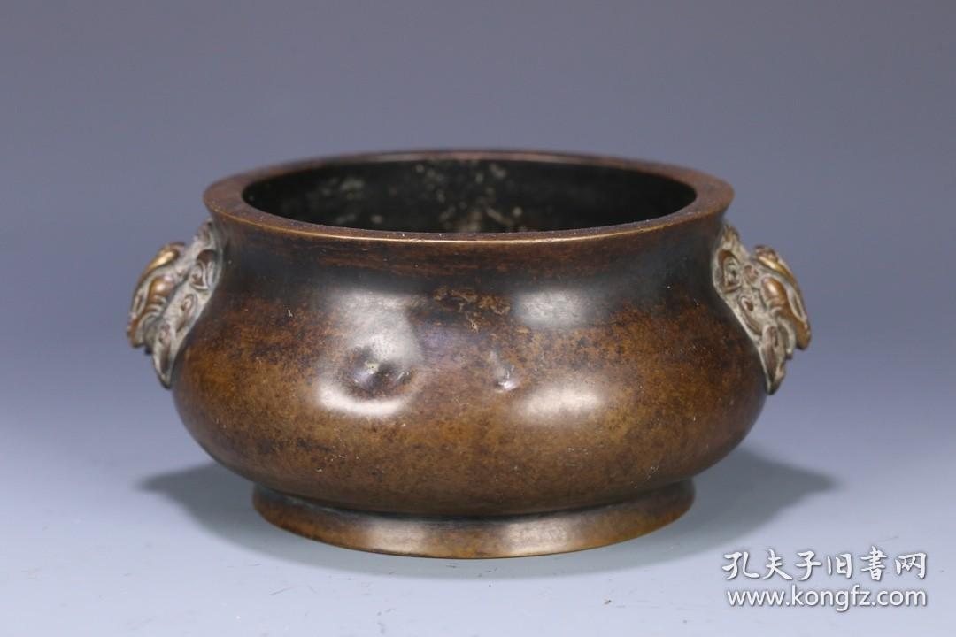 旧藏大明宣德年制款薄胎铜香炉