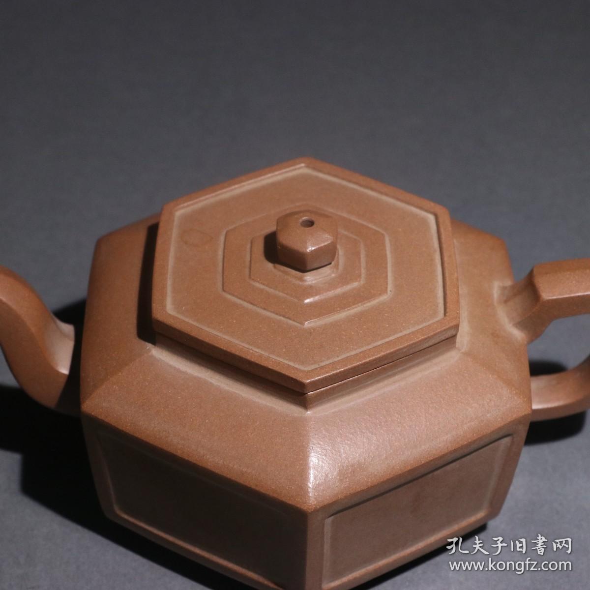 清 陈汉文 紫砂六方开窗壶