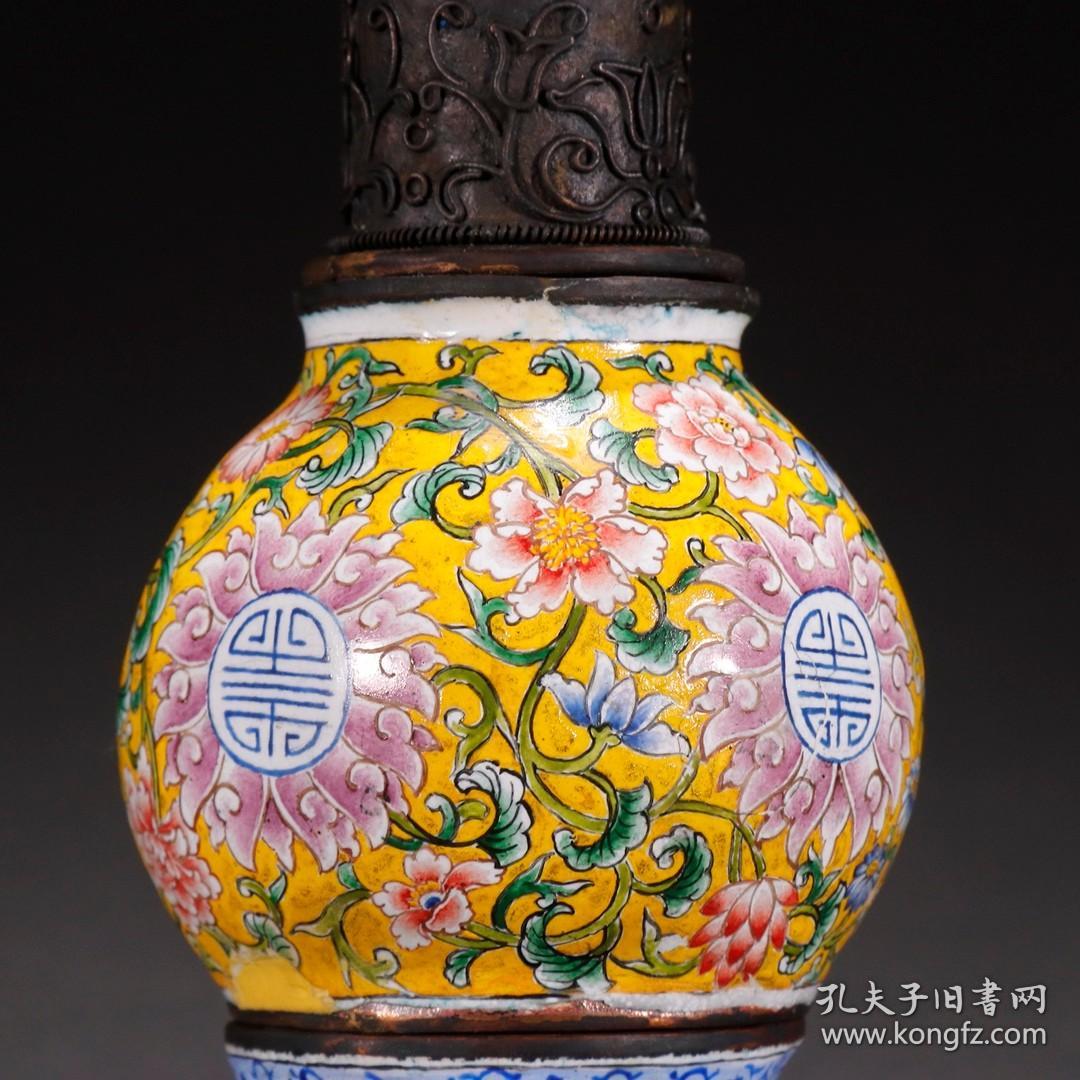 乾隆款·铜胎珐琅彩花卉转心鼻烟壶.