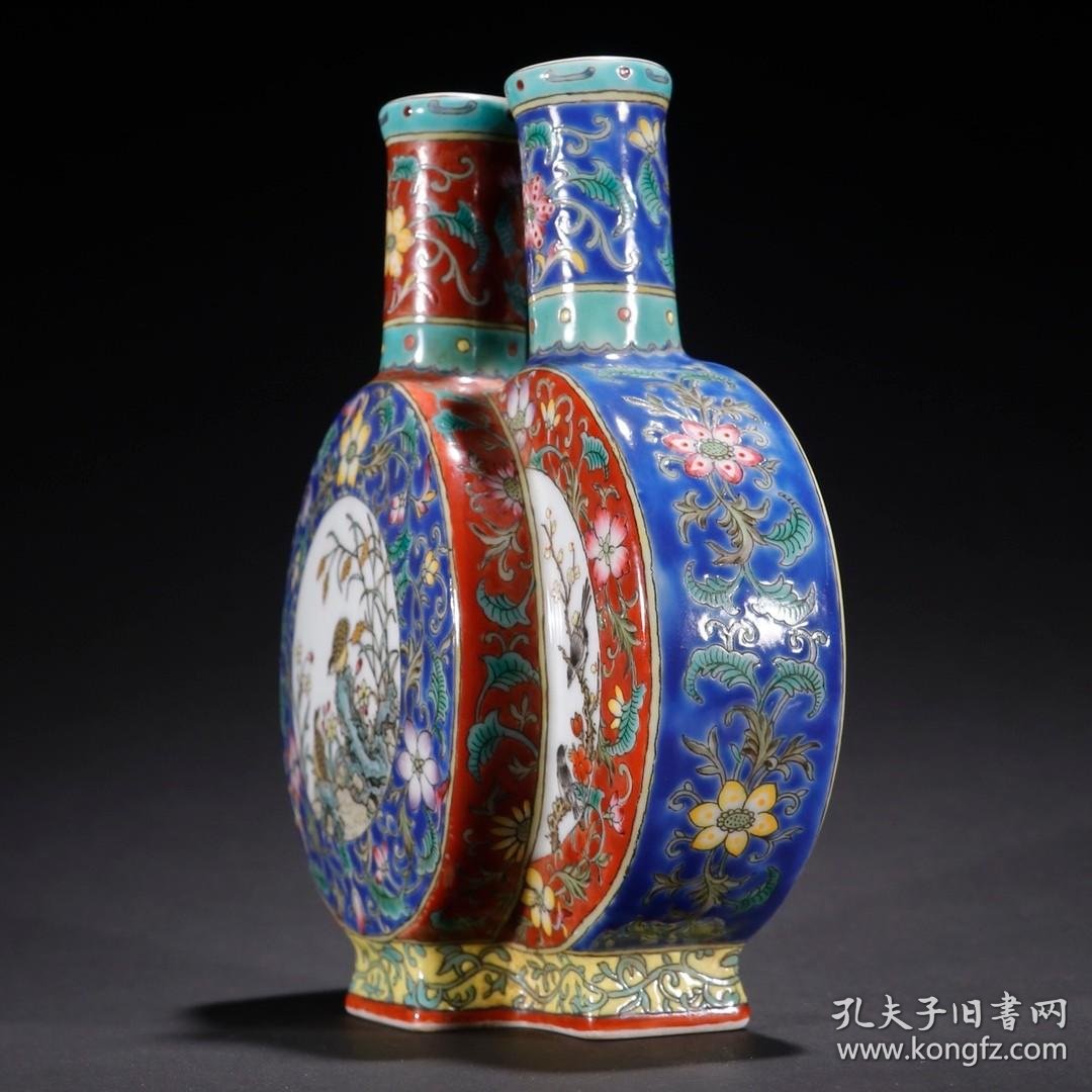 雍正款·珐琅彩花鸟联体瓶
