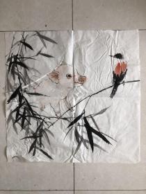 國畫花鳥 小豬：1平尺