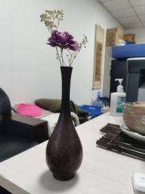 日本购回：鹤首花瓶 、花入【日本回流 1971年老铜合金花瓶、  底部有纪念款】