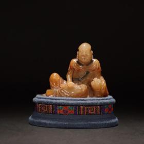 旧藏 寿山芙蓉石 “罗汉戏狮”摆件