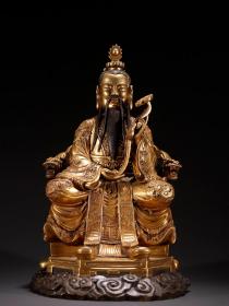 舊藏·銅鎏金靈寶天尊造像。