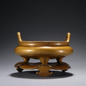 玩林品二款 铜胎素纹冲天耳香炉装帧:其他儒雅古玩