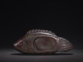 舊藏-松花石魚形套硯