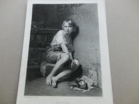 【百元包郵】《路易十七》（LOUIS XVII） 1873年 鋼版畫  源自藝術日志 倫敦文切公司出品  紙張尺寸約31.2×23.5厘米  比利時畫家Baron Wappers ( 1803 – 61874)繪畫作品  I. B. MEUNIER雕刻