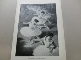 【百元包邮】1905年，木刻版画《光彩夺目：排练舞蹈的姑娘们》（in vollem glanz），木口木刻，纸张尺寸约41×28厘米。
