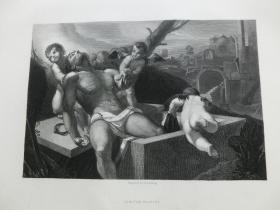 【百元包郵】《死亡》（DEAD） 1873年 鋼版畫  源自藝術日志 倫敦文切公司出品  紙張尺寸約31.2×23.5厘米  出自文藝復興時期威尼斯畫派畫家喬爾喬內（Giorgione，1477-1510）繪畫作品；G. Goldberg雕刻