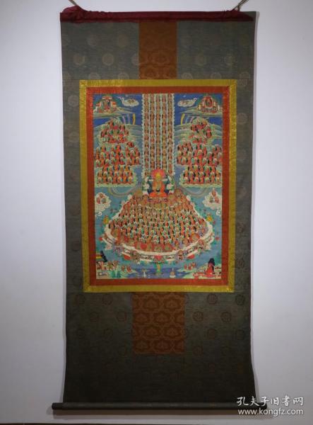 回流.精品.舊藏.藏傳手繪礦彩宗喀巴佛像唐卡  1