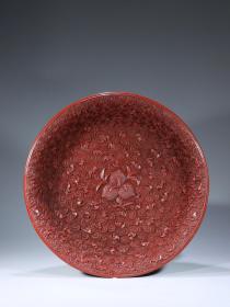 清代：剔紅漆器 福壽紋觀賞盤