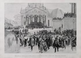 1900年巨幅平版版画《1848柏林》50×41厘米