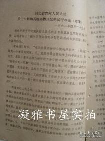 1962年 河北省农村人民公社关于口粮和其他实物分配的试行办法 草案