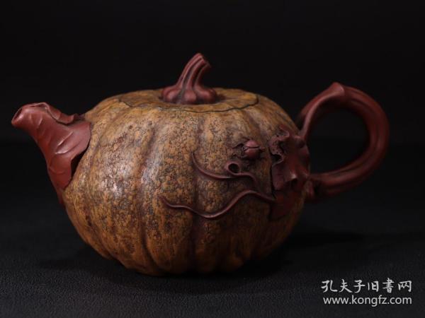 旧藏老紫砂 南瓜型 茶壶，